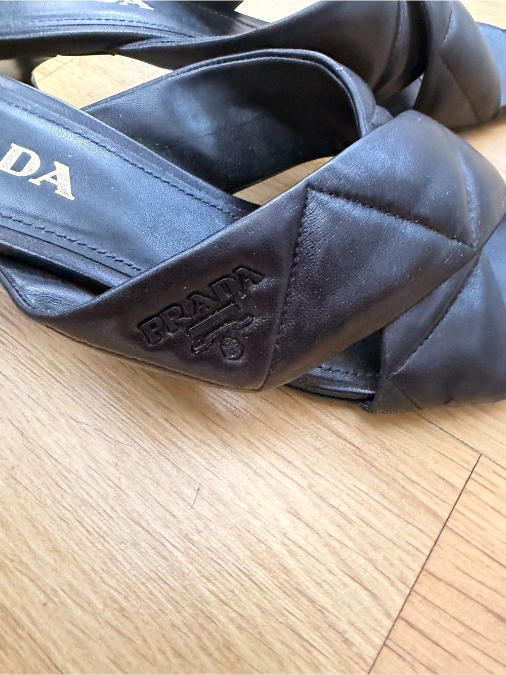 Prada Black Leather Twist-Strap Mules - Picture 6 of 6